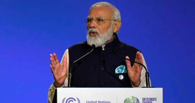 India's Prime Minister Narendra Modi made several climate pledges [Alastair Grant/AFP]