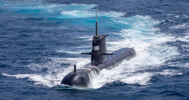 Royal Australian Navy Collins-class submarine HMAS Rankin north of Darwin during an exercise, September 5, 2021. Royal Australian Navy/POIS Yuri Ramsey