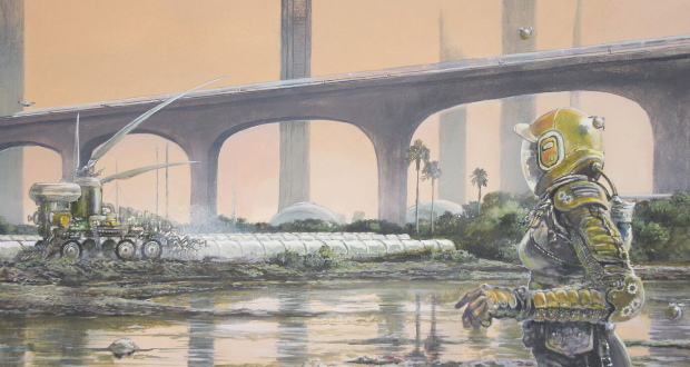 Combining climate simulations with art, researchers envision a hotter future by 2500 that may transform landscapes across Earth, such as the Indian subcontinent, as shown here in an artist’s painting.  JAMES MCKAY (CC-BY-ND)