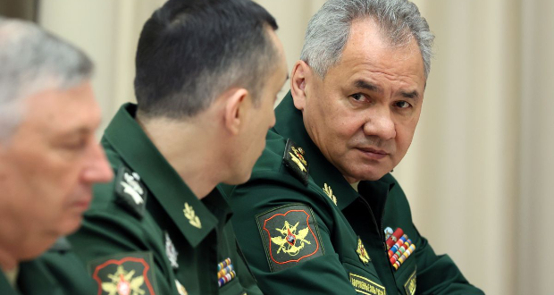 Russian Defence Minister Sergei Shoigu waits before a meeting of Russian President Vladimir Putin with Defence Ministry officials and representatives of the military-industrial complex enterprises at the Bocharov Ruchei state residence in Sochi, Russia November 3, 2021. Sputnik/Mikhail Metzel/Pool via REUTERS/File Photo
