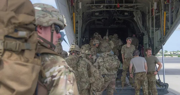 US army soldiers bolster the security of Manda Bay airfield, Kenya, after an attack by Somalia's al-Shabaab militants in 2020. Photograph: US Air Force/Reuters