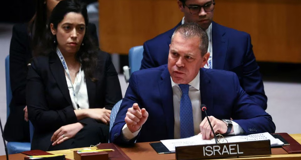Israel’s Ambassador to the United Nations Gilad Erdan speaks during a meeting of the United Nations Security Council on "The Middle East, including the Palestinian question" at U.N., headquarters in New York City, U.S. April 25, 2023. REUTERS/Mike Segar/File Photo