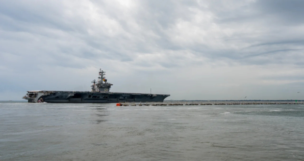 Aircraft carrier USS Dwight D. Eisenhower deploys from Naval Station Norfolk, Oct. 14, 2023