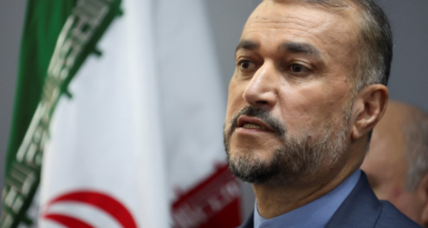 FILE PHOTO: Iranian Foreign Minister Hossein Amirabdollahian speaks during a joint press conference with Lebanon's caretaker Foreign Minister Abdallah Bou Habib ( not pictured ) in Beirut, Lebanon October 13, 2023. REUTERS/Mohamed Azakir