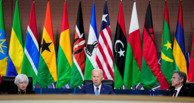 U.S. Secretary of the Treasury Janet Yellen, President Joe Biden, and Secretary of State Antony Blinken attend the U.S.-Africa Leaders Summit Closing Session on Promoting Food Security and Food Systems Resilience, at the Walter E. Washington Convention Center, in Washington, D.C., U.S. December 15, 2022. REUTERS/Ken Cedeno 