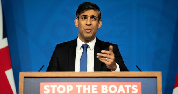  Prime Minister Rishi Sunak speaks during a press conference in the Downing Street Briefing Room, in London, Britain December 7, 2023. James Manning/Pool via REUTERS/File Photo 