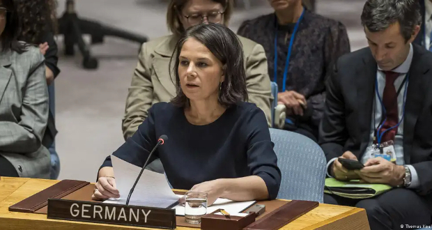 German Foreign Minister Annalena Baerbock during the debate at the UN General Assembly: Germany has abstained twice already in votes on a cease-fire in Gaza.