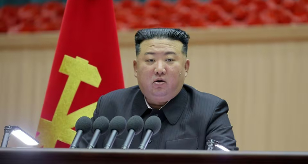 North Korea's leader Kim Jong Un speaks at the 5th National Meeting of Mothers in Pyongyang in this picture released by the Korean Central News Agency on December 5, 2023. KCNA via REUTERS/File Photo