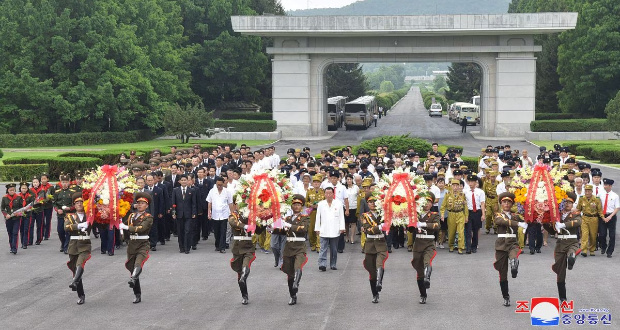 Commanders of the Korean People's Army visit the Kumsusan Palace of the Sun to commemorate the 70th anniversary of the Korean War armistice, in Pyongyang, North Korea, July 25, 2023 in this image released by North Korea's Korean Central News Agency. KCNA via REUTERS