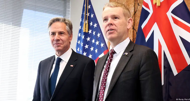 New Zealand's PM Chris Hipkins has said his country was 'open to conversations' about a possible role in AUKUS