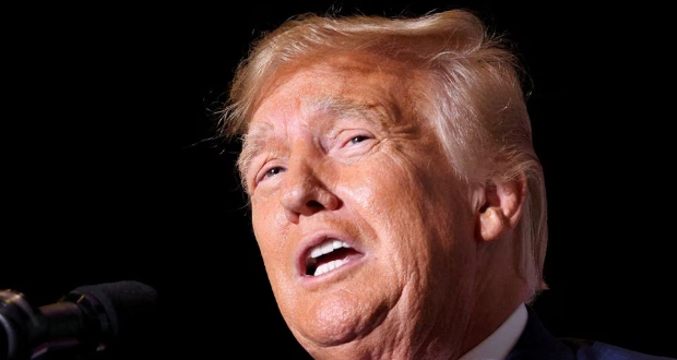 Former U.S. President and Republican presidential candidate Donald Trump speaks at a campaign event in Council Bluffs, Iowa, U.S., July 7, 2023. REUTERS/Scott Morgan/File Photo