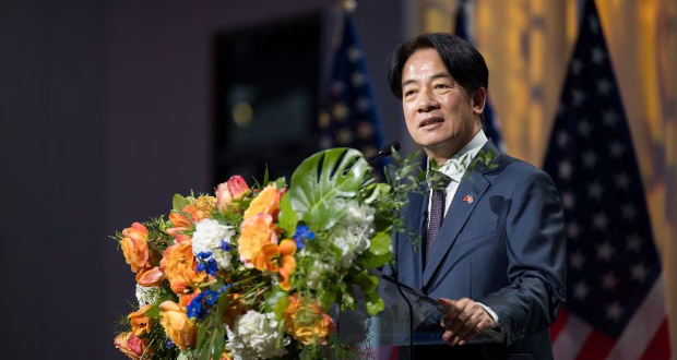 Taiwan's Vice President William Lai speaks during a luncheon in New York City, New York, U.S., in this handout picture released on August 14, 2023. Taiwan Presidential Office/Handout via REUTERS