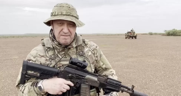 Yevgeny Prigozhin posing in a video apparently recorded in Africa this month