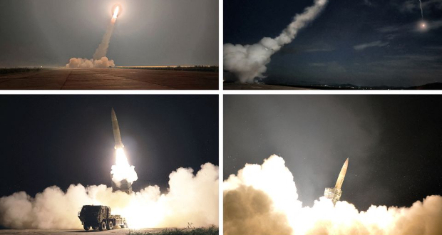 Missiles from tactical nuclear operation unit of the western district of the Korean People's Army are launched at an undisclosed location in North Korea in this picture released by North Korea's Korean Central News Agency (KCNA) and obtained by Reuters on August 31, 2023. KCNA via REUTERS