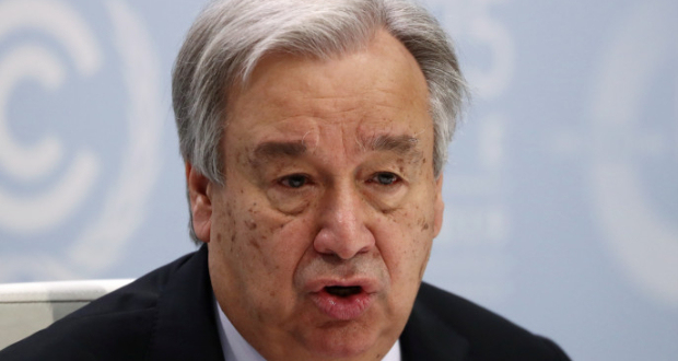 U.N. Secretary-General Antonio Guterres speaks during a news conference on the eve of the U.N. climate summit (COP25) in Madrid, Spain, December 1, 2019. REUTERS/Sergio Perez