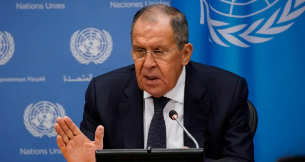 Russia's Foreign Minister Sergei Lavrov attends a news conference after addressing the UN General Assembly [Eduardo Munoz/Reuters]