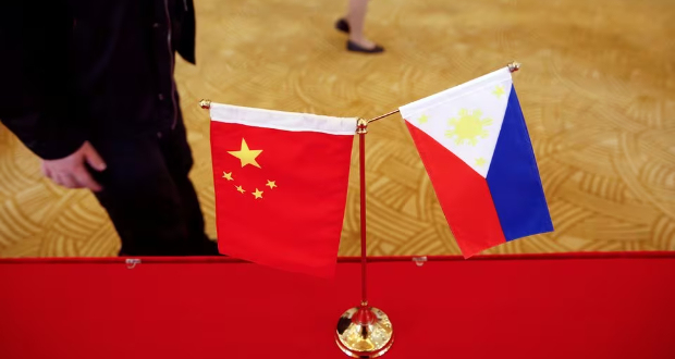 National flags are placed outside a room where Philippine Finance Secretary Carlos Dominguez and China's Commerce Minister Gao Hucheng address reporters after their meeting in Beijing, China, January 23, 2017. REUTERS/Damir Sagolj/File Photo