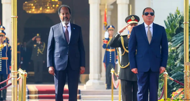 Somalian President Hassan Sheikh Mohamud (left in picture) visited el-Sissi in Cairo on Sunday
