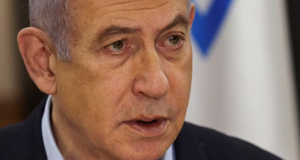 Israeli Prime Minister Benjamin Netanyahu convenes the weekly cabinet meeting at the Defence Ministry in Tel Aviv, Israel, January 7, 2024. REUTERS/Ronen Zvulun/Pool/File Photo