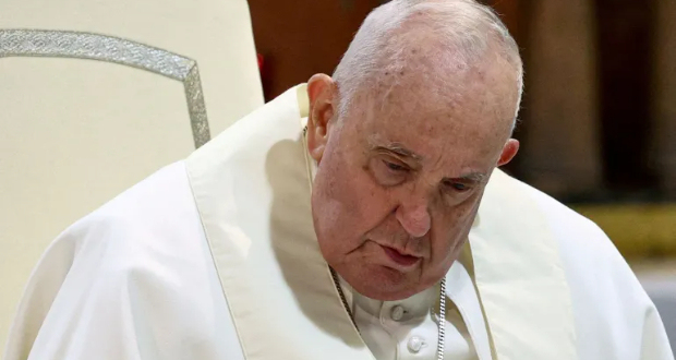 Catholic Church leader Pope Francis in Rome, Italy, March 8, 2024 [Guglielmo Mangiapane/Reuters]