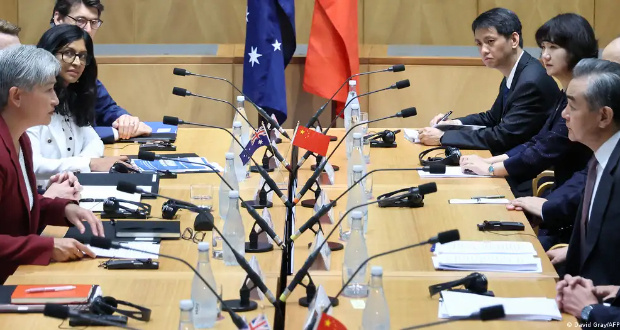 The Chinese foreign minister's trip this week was the most senior-level visit of a Chinese official to Australia since 2017Image: David Gray/AFP/Getty Images
