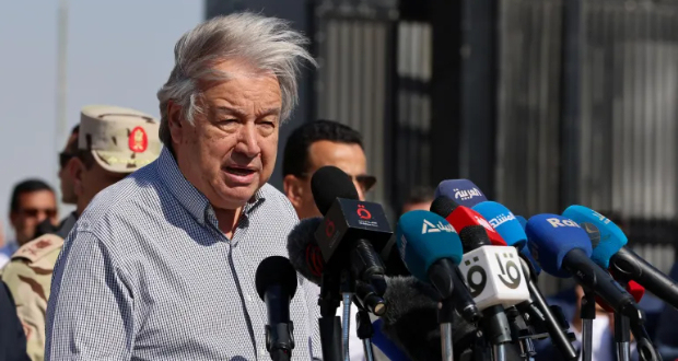 United Nations Secretary-General Antonio Guterres said it is 'time to truly flood Gaza with life-saving aid' [Mohamed Abd El Ghany/Reuters]