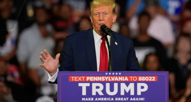 Current Republican presidential candidate and former President Donald Trump speaks at a campaign rally in Philadelphia [File: Chris Szagola/AP Photo]