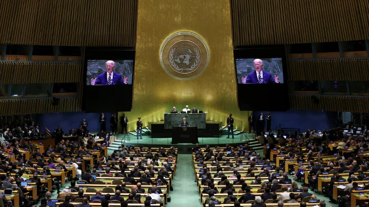  U.S. President Joe Biden addresses the 79th United Nations General Assembly at U.N. headquarters in New York, U.S., September 24, 2024. REUTERS/Mike Segar 